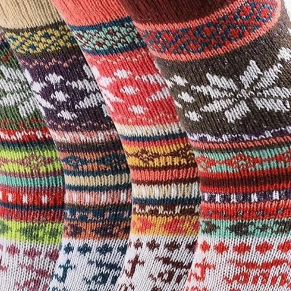 5 pairs of warm wool blend soft socks for fall winter